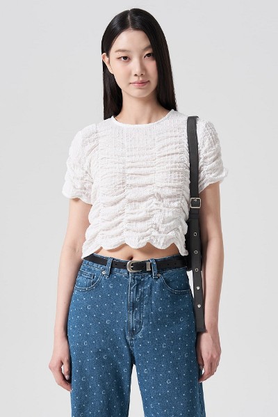 Matin Kim Sun Embroidery Graphic Top In Charcoal | Basic