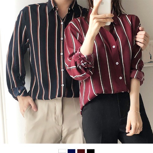 Covernat Unisex C Logo Oxford Stripes Shirt Sky Blue