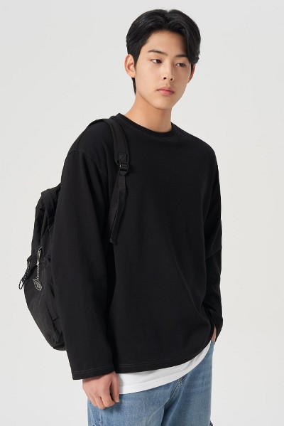Covernat Unisex Woven Mix Tee Shirt Black | Crewneck for Men