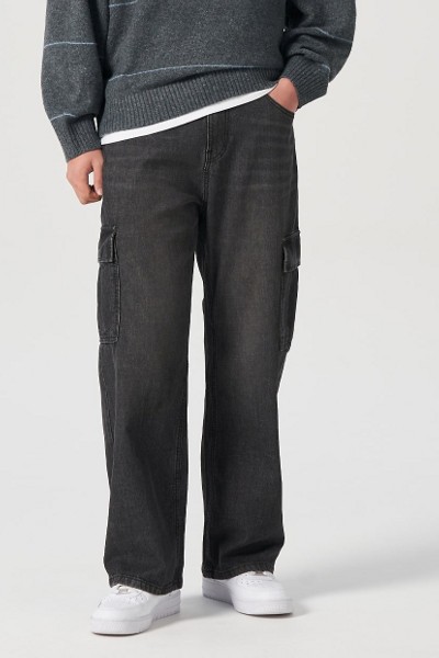 8seconds Vintage Wrinkle Effect Denim Pants Ash | Relaxed