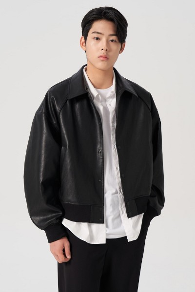 8seconds Fake Leather Oversized Blouson Dark Brown | Jackets for