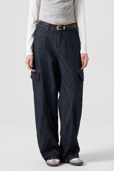 KIRSH Cherry Wide Denim Pants Dark Blue | Straight for Women