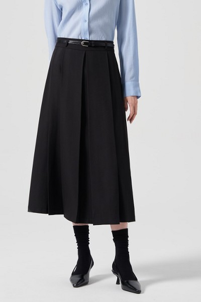 SPAO Flower Belted Long Skirt | A-Line for Women | KOODING
