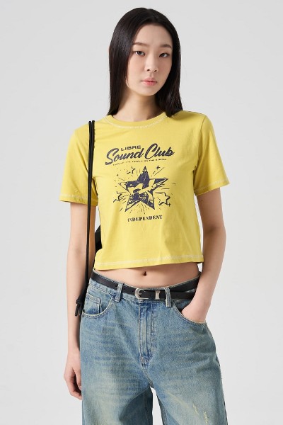 Matin Kim Matin Shade Logo Crop Top In Sky | Basic Tees for