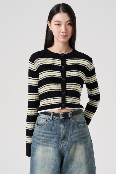 トップス THEREDTHREAD S clip cardigan cropped THEREDTHREAD / ザレッドスレッド】S clip cardigan cropped
