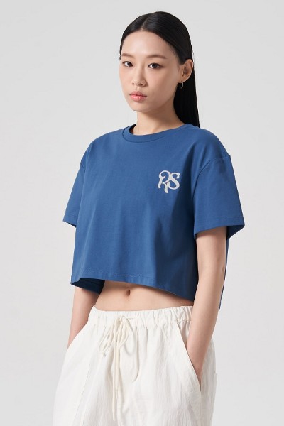 ★Matin Kim★ MATIN SMALL LOGO CROP TOP IN SKY MK2377TS044M0 Matin Kim Matin Small Logo Crop Top In Sky | Basic Tees for