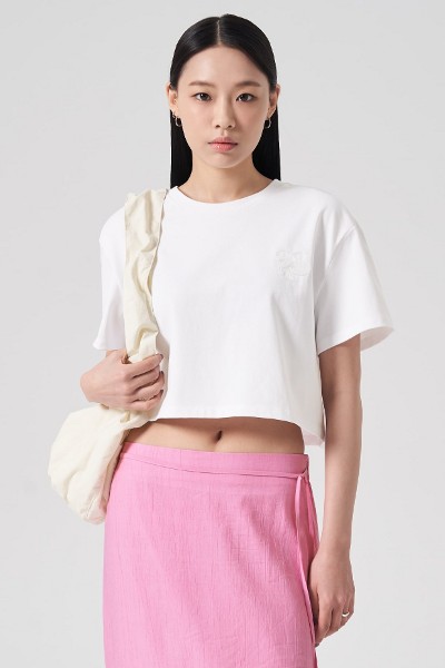 Matin Kim Slim Line Half Top In White | Basic Tees for Women