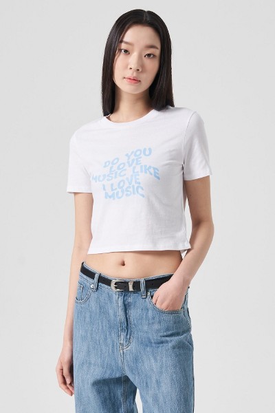 Matin Kim Matin Shade Logo Crop Top In Sky | Basic Tees for