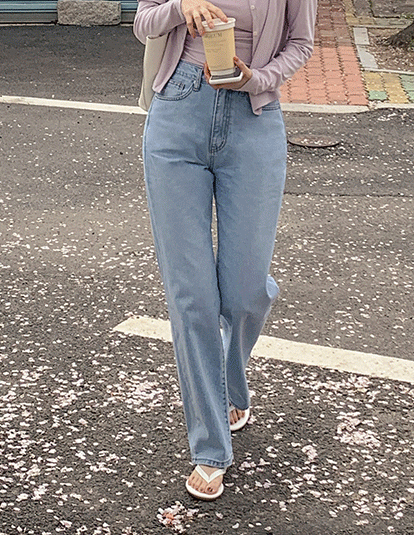 [ KIRSH ]★CHERRY DAMAGE WASHING WIDE-FIT DENIM PANTS KIRSH Cherry Wide Denim Pants Black | Straight for Women