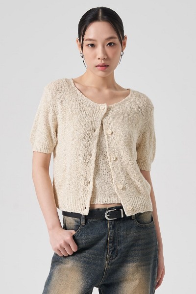 Matin Kim Button Bolero Knit Cardigan In Ivory | Cardigans