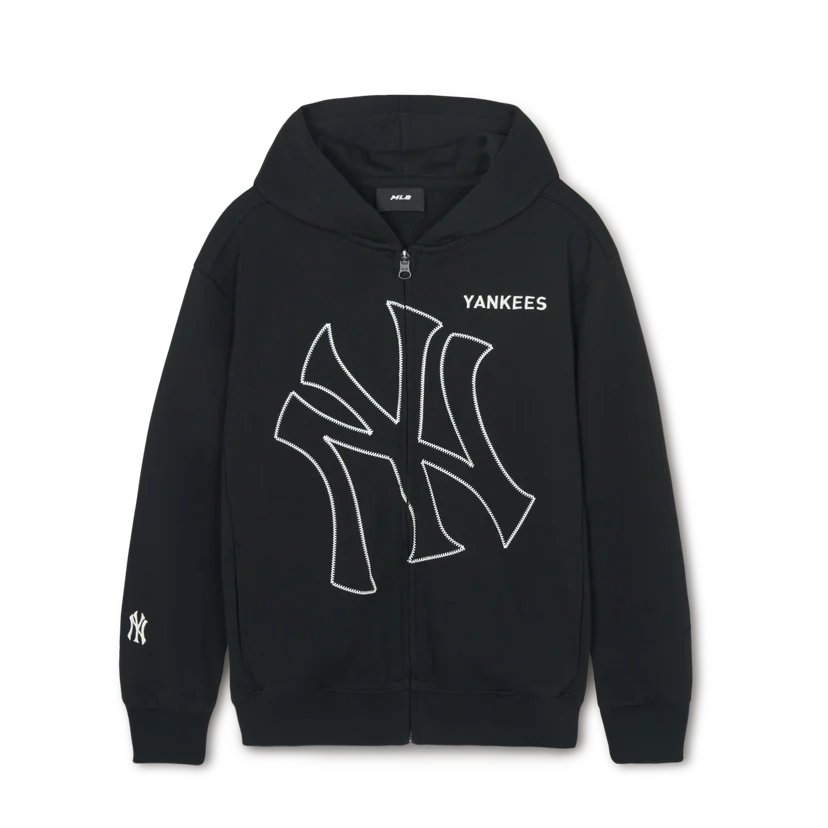 ☆MLB Korea☆ Varsity Vintage Colorblock Hoodie NY LGrey Full-Zip Hoodies - MLB KOREA