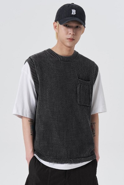 8seconds Basic Round Knit Vest Light Green | Vests for Men 8seconds Basic Round Knit Vest Light Green | Vests for Men