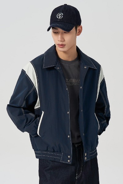 8seconds Nylon Varsity Jacket Navy | Jackets for Men | KOODING