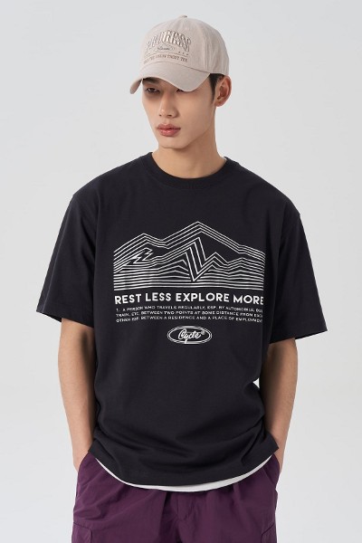 8seconds Nec Tip Print Letterign Half Sleeve Knit Ivory