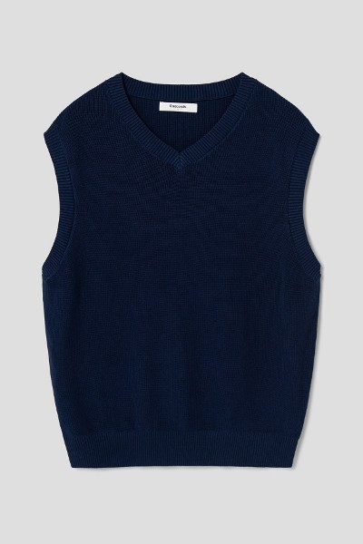 Matin Kim Hoody Point Logo Knit Vest For Men In Black | Vests for