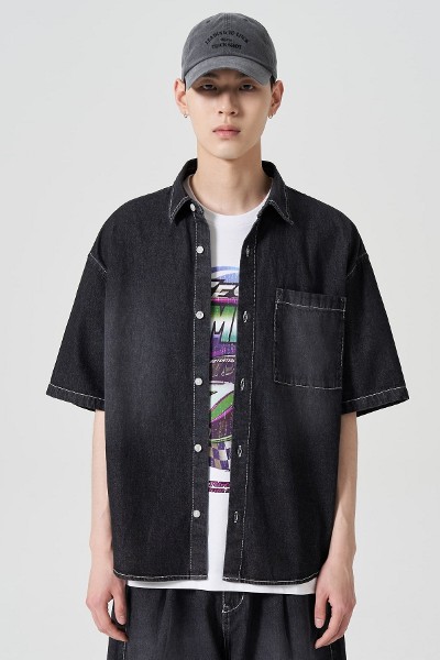 【MUCENT】COUNTRY DENIM HALF SHIRT(25年新商品)★韓国人気★ 8seconds Western Denim Half Sleeve Shirt Blue | Denim Shirts