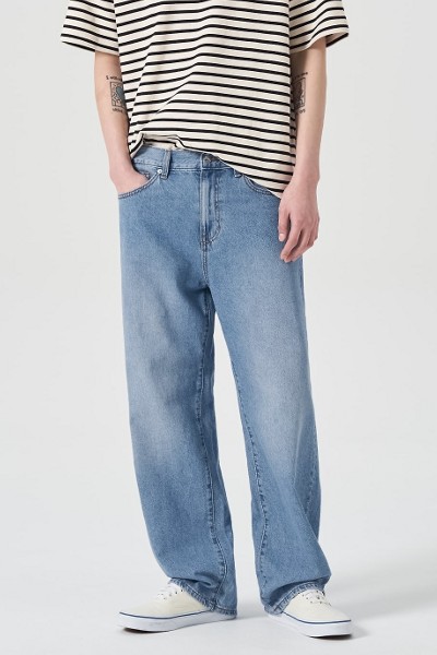 【BAON】Hemin Light Blue Balloon Wide Denim Pants 8seconds Vintage Balloon Wide Fit Denim Pants Sky Blue