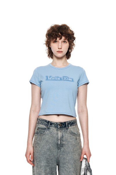 Matin Kim Matin Shade Logo Crop Top In Sky | Basic Tees for