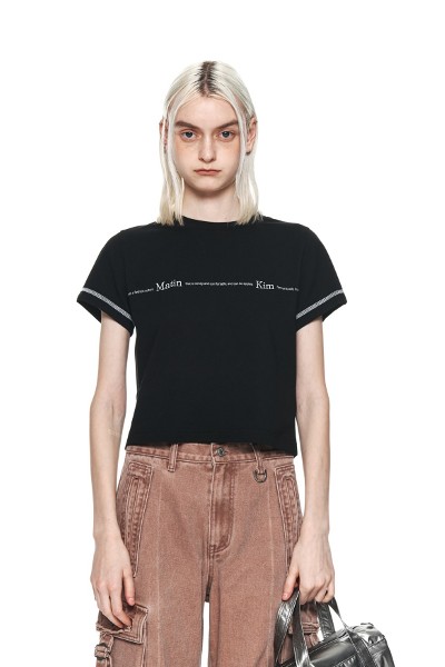 ●ACME DE LA VIE●BASIC LOGO EMBOSS PRINTING TRACK CROP T acme de la vie Basic Logo Emboss Printing Track Crop Tee