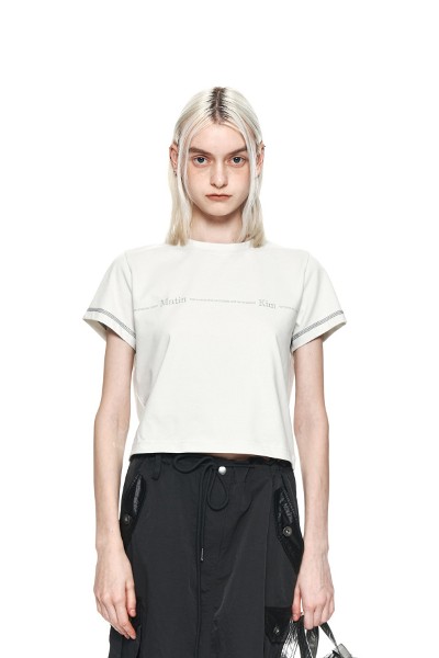acme de la vie Basic Logo Emboss Printing Track Crop Tee