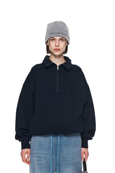 ★MATIN KIM ★COLOR BLOCK LOGO HALF ZIP SWEATSHIRT 2色 ☆MATIN KIM ☆COLOR BLOCK LOGO HALF ZIP SWEATSHIRT 2色