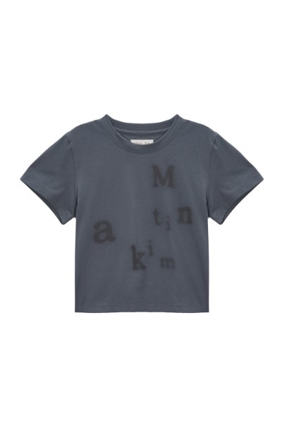 Matin Kim Blurred Logo Crop Top In Charcoal | Basic Tees for