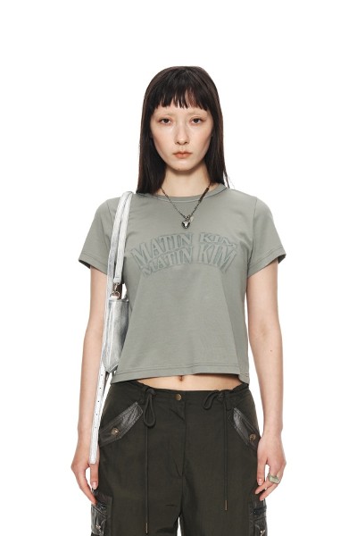 ★Matin Kim★ MATIN SMALL LOGO CROP TOP IN SKY MK2377TS044M0 ☆Matin Kim☆ MATIN SMALL LOGO CROP TOP IN BLACK MK2377TS044