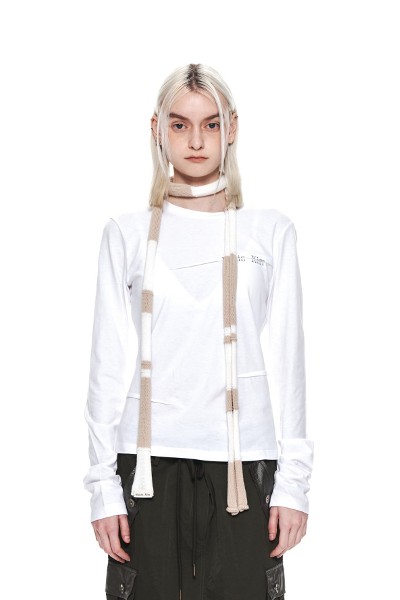 KIRSH Cherry Lace Tape Slim Tee Shirt Light Yellow | Basic