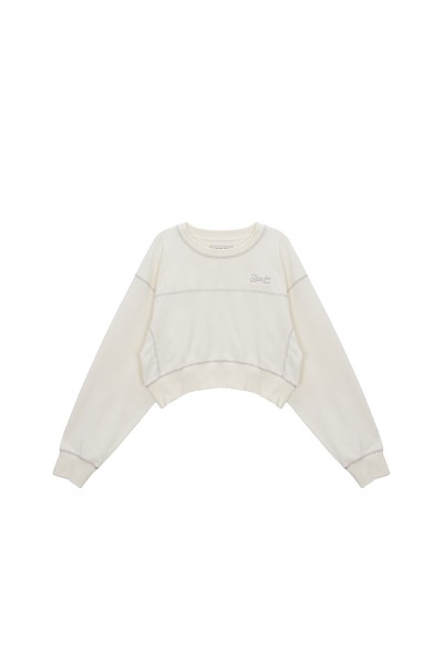 KIRSH Cherry Planet Graphic Crop Sweatshirt Yellow