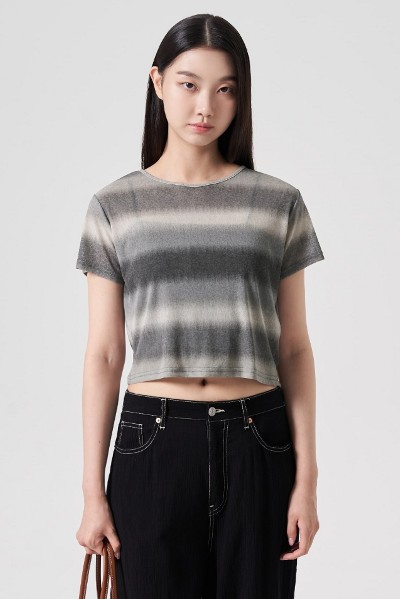 Matin Kim Two Tone Cutted Raglan Crop Top In White | Basic