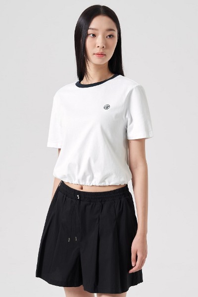 Matin Kim Logo Crop Top In Black | Basic Tees for Women