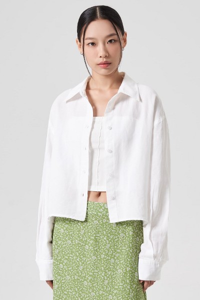 8seconds Crop Short Sleeve Shirt White | Collared Shirts for Women