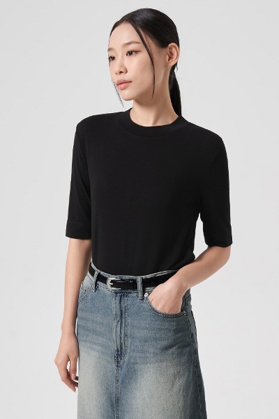 Matin Kim Matin Logo Shirring Top In White | Basic Tees for