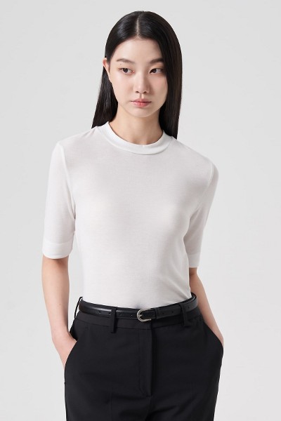 Matin Kim Slim Line Half Top In Sky | Basic Tees for Women