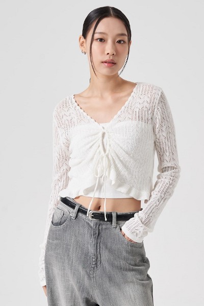Matin Kim Button Bolero Knit Cardigan In Ivory | Cardigans