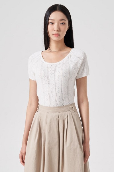 KIRSH Mono Cherry Crop Pique White | Cropped for Women | KOODING