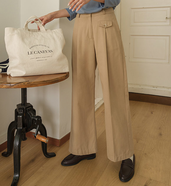 JUSTONE Cool Stretch Side Vent Wide Slacks | KOODING