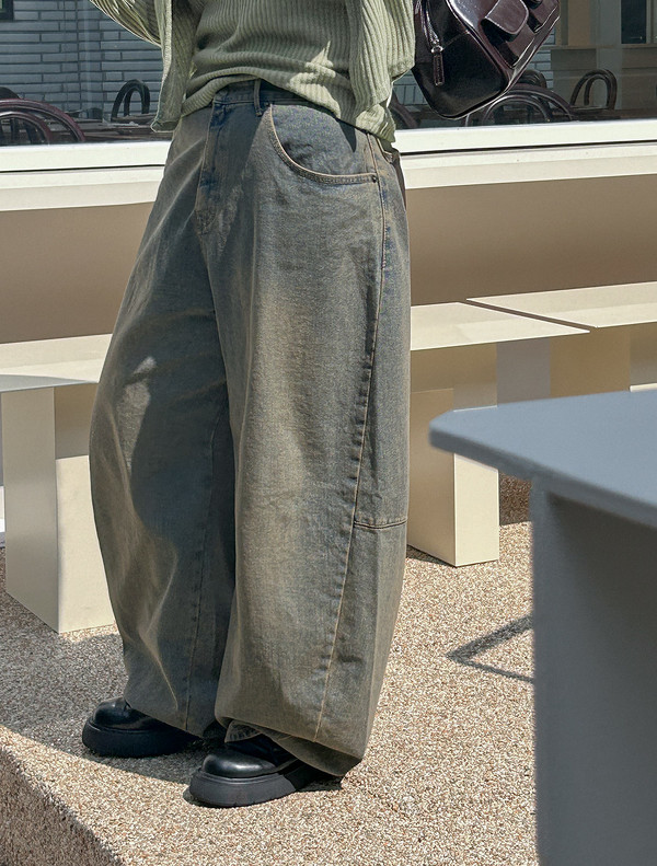 【BAON】Cocoi hidden banding wide denim pants New) More Around Hidden Banding Wide Denim Pants, Medium