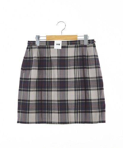 GBM KPOP Idol Look School Uniform Skirt Grey Checked School