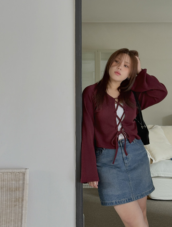 ☆KIRSH☆ Small Cherry Mesh Pattern Color Mix Crop T-Shirt B KIRSH Small Cherry Mesh Pattern Color Mix Crop Tee Shirt