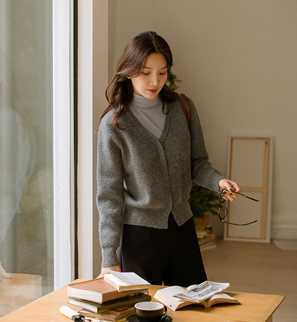 Matin Kim Typo Patch Round Cardigan In Black | Cardigans for Matin Kim Typo Patch Round Cardigan In Black | Cardigans for