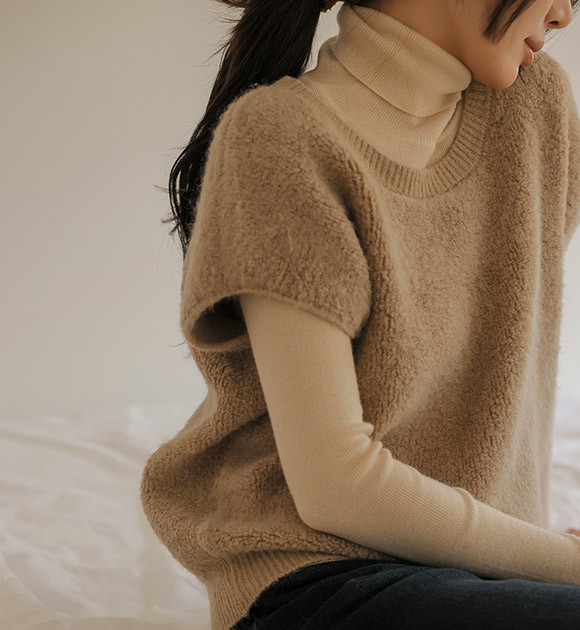 Matin Kim Matin Volume Snug Knit Pullover In Light Grey