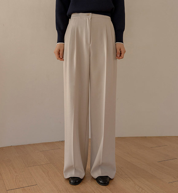 ボトムスその他 No.0899 A side tuck wide SL 8seconds One Tuck Wide Pants Black | Wide for Women | KOODING