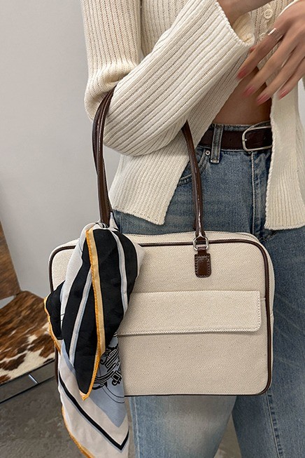 Covernat Wool Check Tote Bag Navy | Totes for Women | KOODING