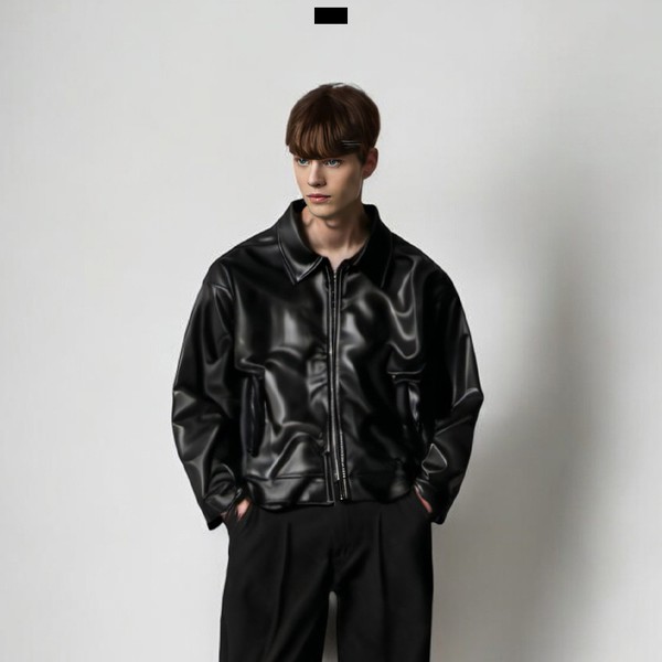 8seconds Vintage Fake Leather Blouson Black | Biker Jackets for