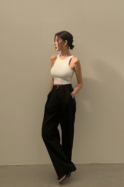 TWEE Beaverd Pintuck Wide Slacks | KOODING