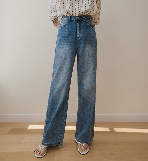 ★KIRSH★ Cherry bootcut denim pants dark blue KIRSH Cherry Wide Denim Pants Dark Blue | Straight for Women