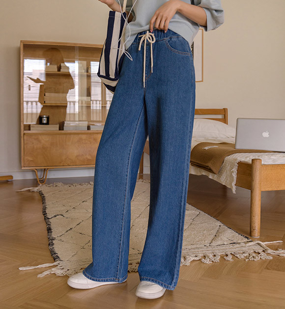 ★KIRSH★ Color Block Washing Wide Fit Denim Pants Blue MUSINSA公式 | KIRSH Color block washed wide fit denim pants