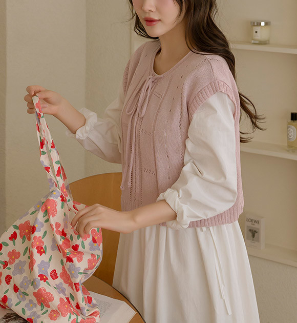 TAN◆MOON CABLE VEST/FREE/ウール/IVO/TN22AW011 MOON Cable Bustier Knit Vest | Vests for Women | KOODING