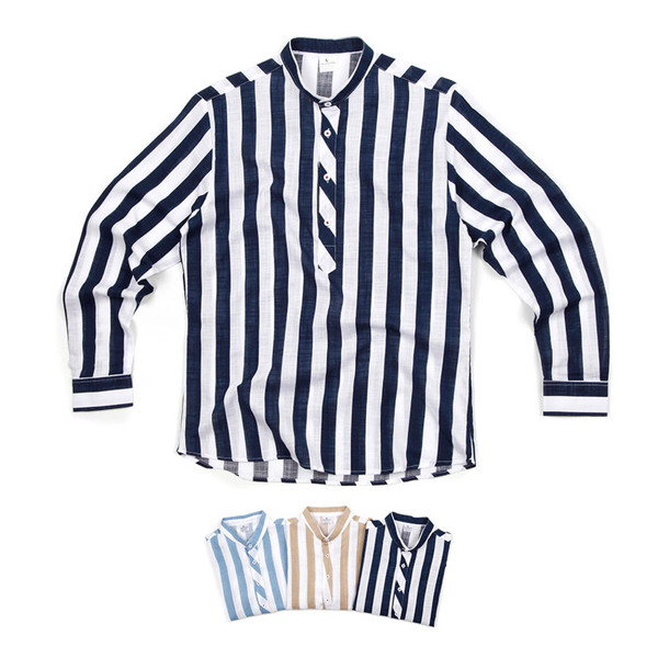 Covernat Unisex Whale Logo Stripes Half Shirt Light Blue